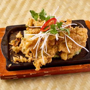Pan Fried Oyster Cake Sizzling